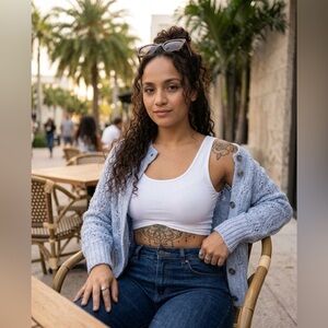 TONET Made in Italy Blue Merino Wool Cashmere Cardigan IT 44 Chic Sweater